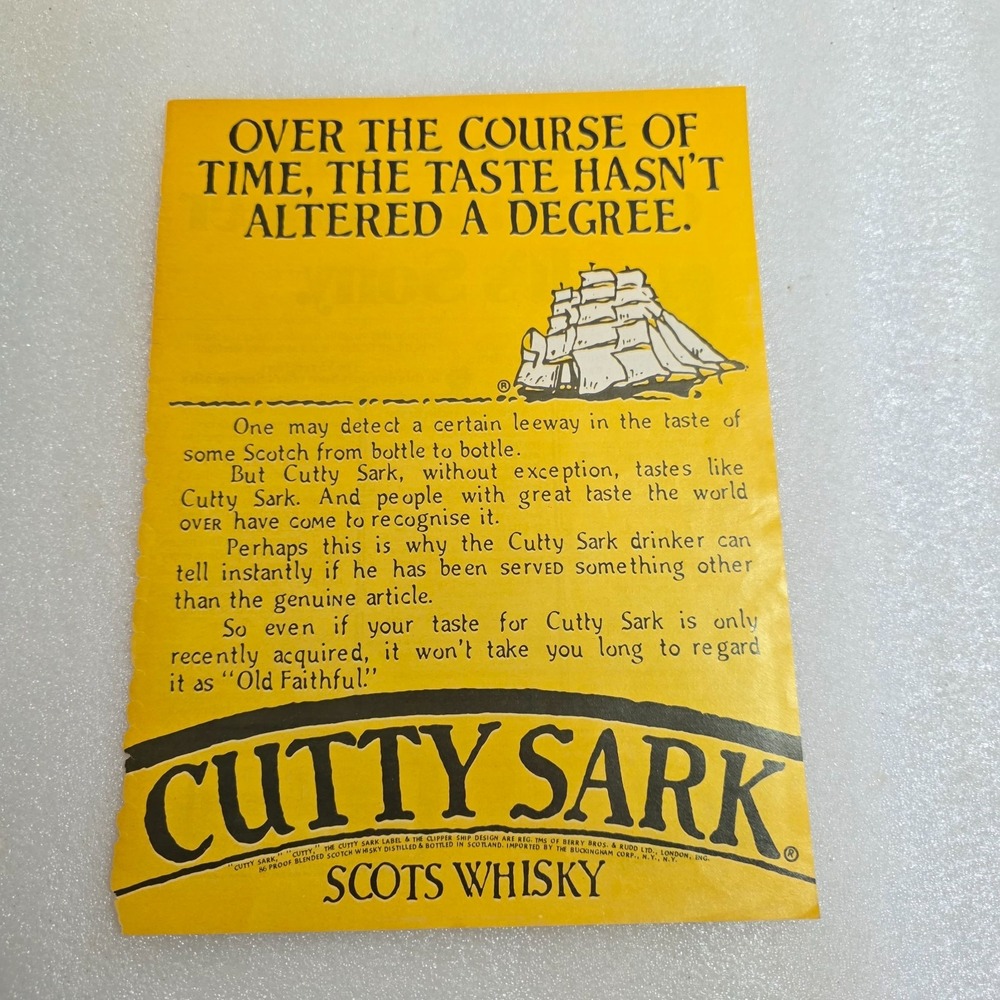 Vintage Print Ad Cutty Sark Scots Whisky boat Old Faithful color 8x10.5 1979
